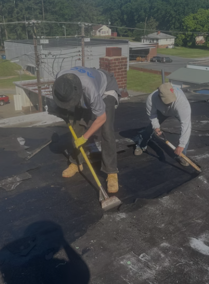 Flat roof crew working